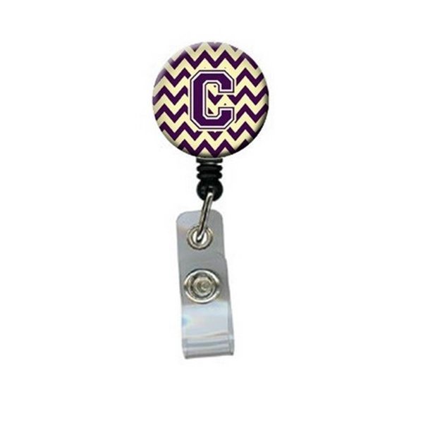 Teachers Aid Letter C Chevron Purple & Gold Retractable Badge Reel5 x 1 x 2 in. TE255546